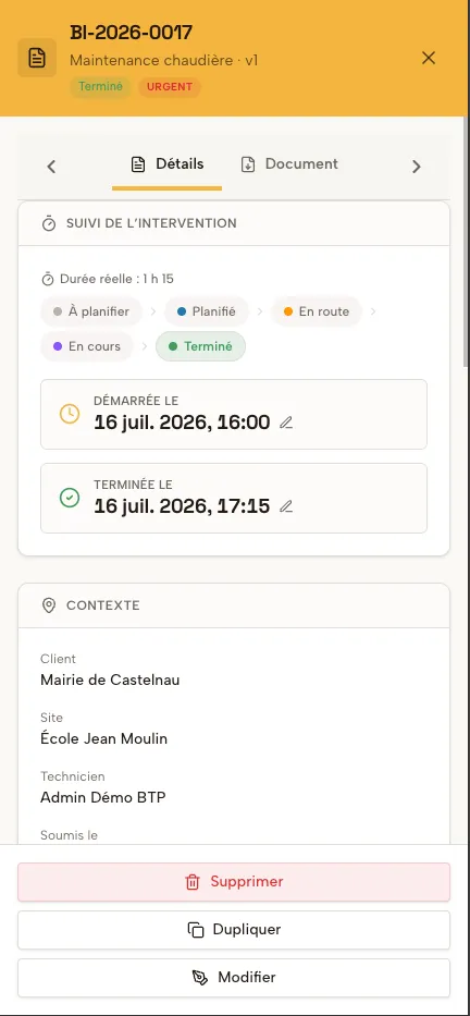 L'application Flexina Field sur mobile : le bon d'intervention et « Ma journée » du technicien